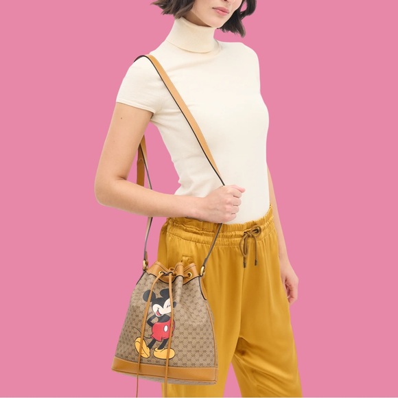 Gucci X DISNEY Mini Vintage GG Supreme Monogram Bucket Bag Beige Vintage Sun Oil - Picture 1 of 11